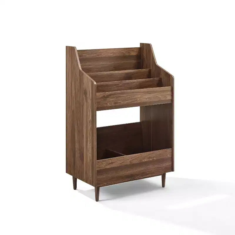 Supporto porta vinili con 2 ripiani aperti, in legno di gomma e MDF, 114 cm