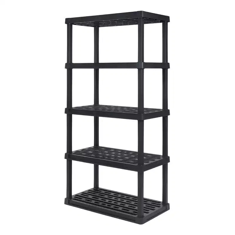 Scaffale multiuso resistente a 5 ripiani in plastica, nero, capacità 45 kg per ripiano